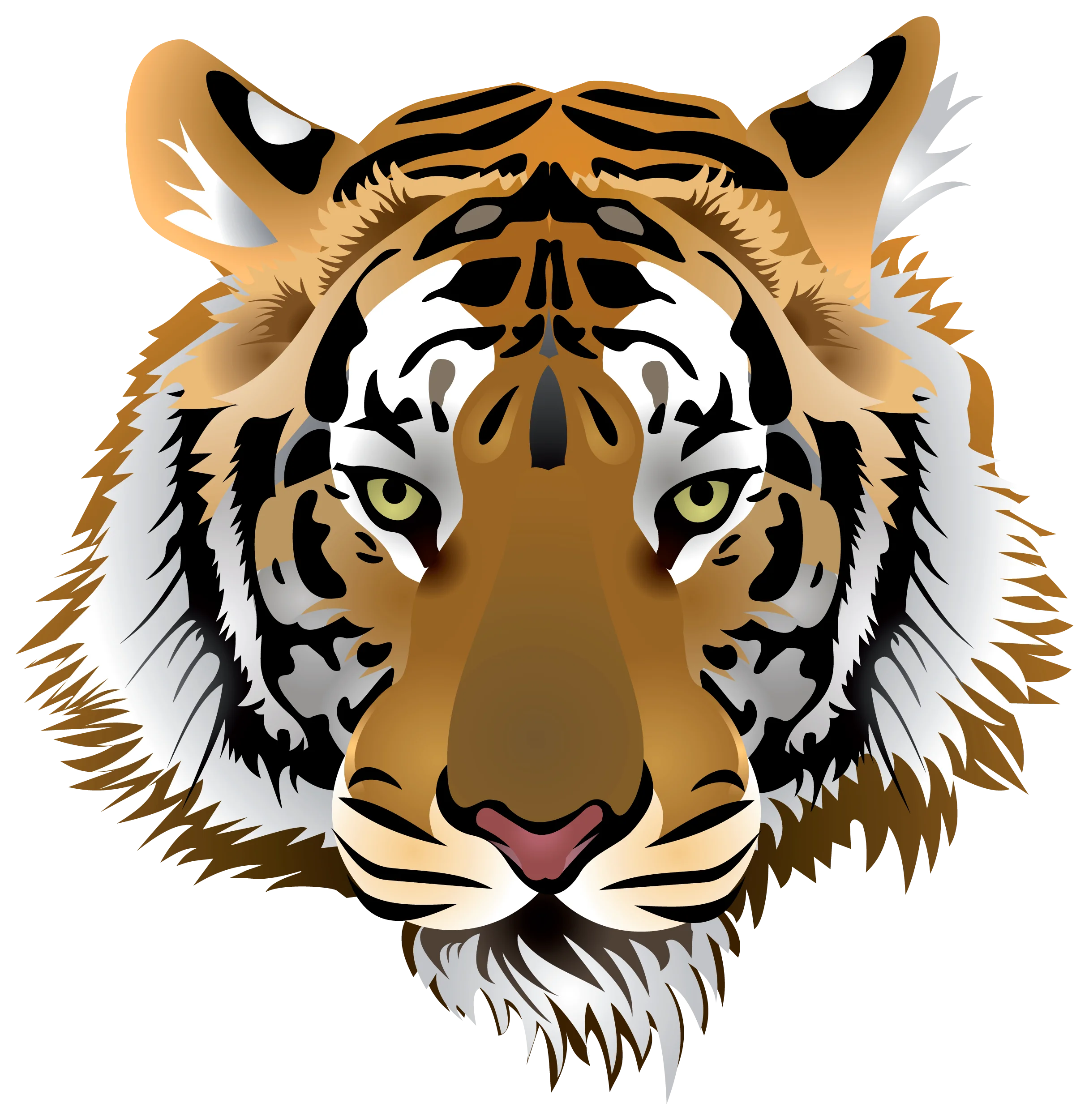 Majestic Bengal Tiger Head Graphic Clipart - Fierce and Detailed Wildlife Illustration