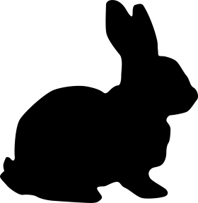 Minimalist Black Silhouette of a Sitting Rabbit Clipart Design