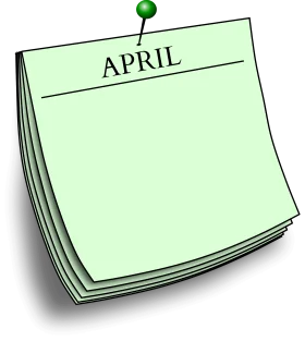 Minimalist Green April Calendar Notepad Clipart with Pushpin Graphic Design