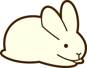Minimalist Pure White Bunny Rabbit Simple Line Art Clipart Design
