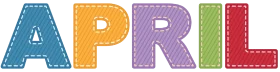 Playful and Colorful April Clipart with Stitched Letter Design