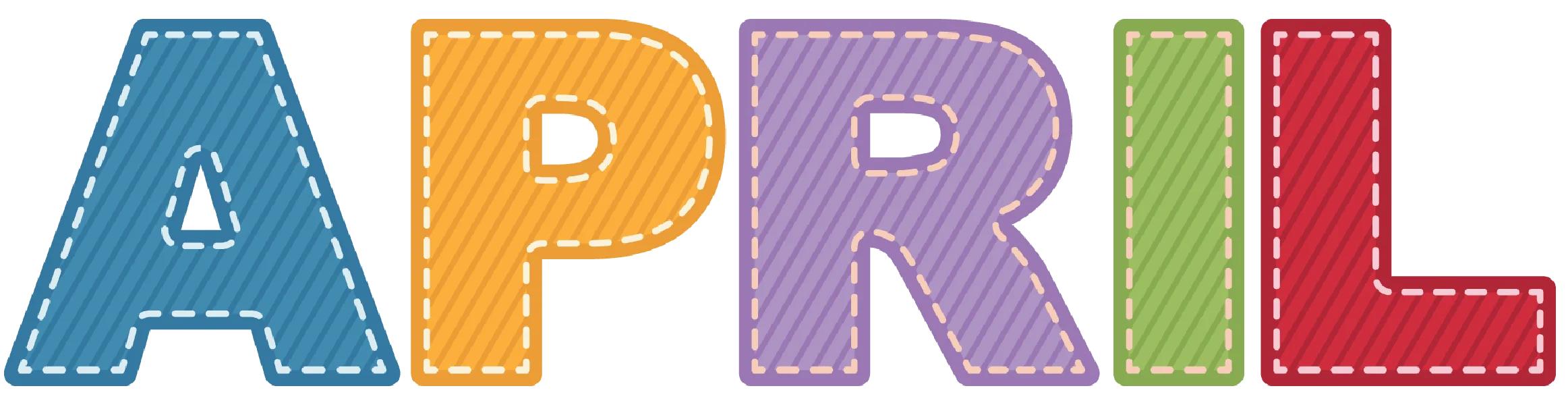 Playful and Colorful April Clipart with Stitched Letter Design
