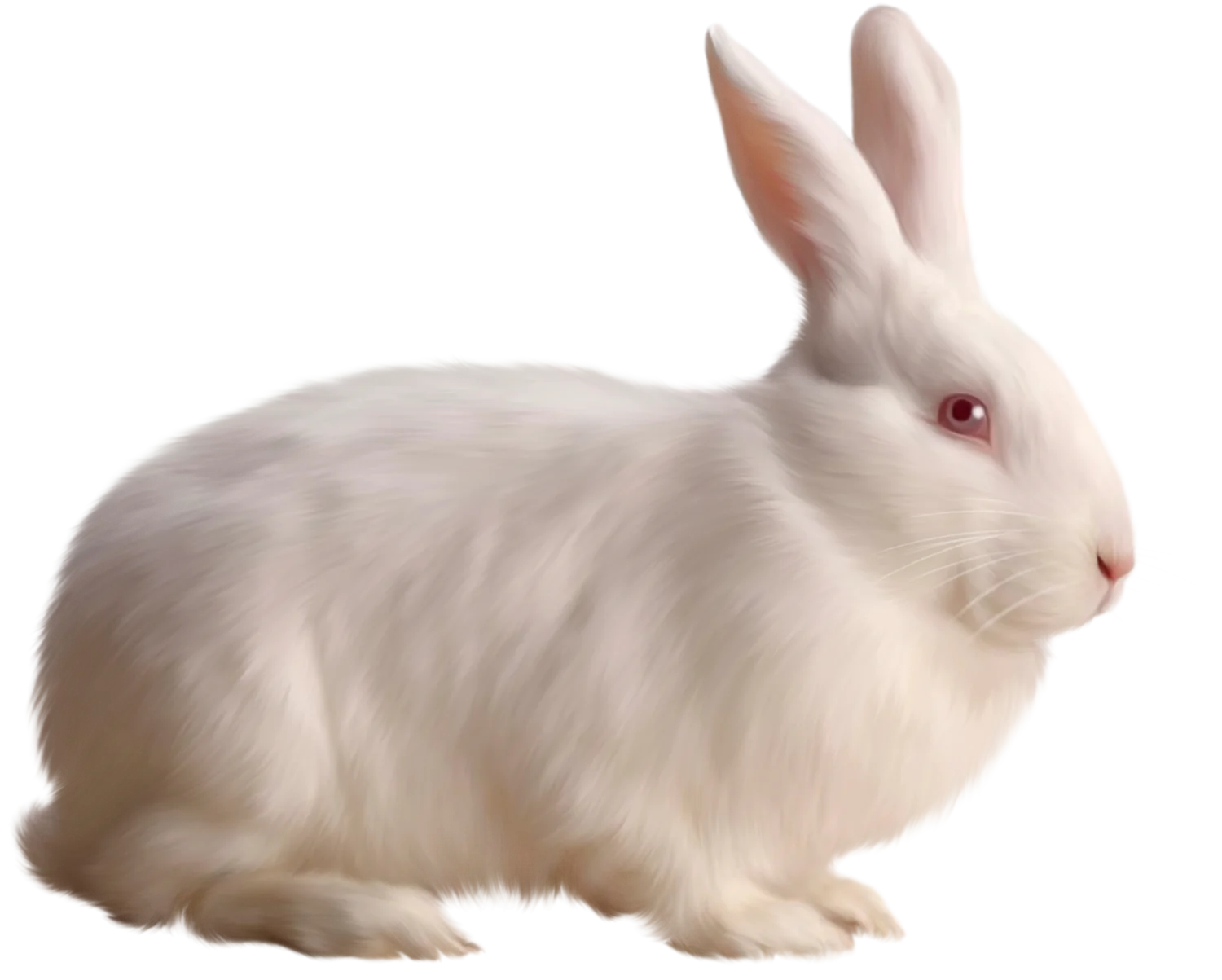 Pristine White Rabbit Clipart: Soft Fur and Delicate Details in Studio Setting