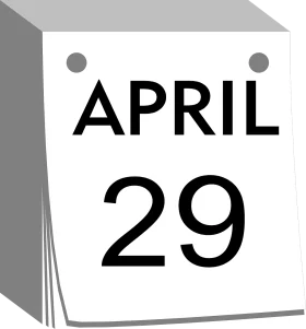 Simple April 29th Calendar Page Minimalist Design Clipart Graphic