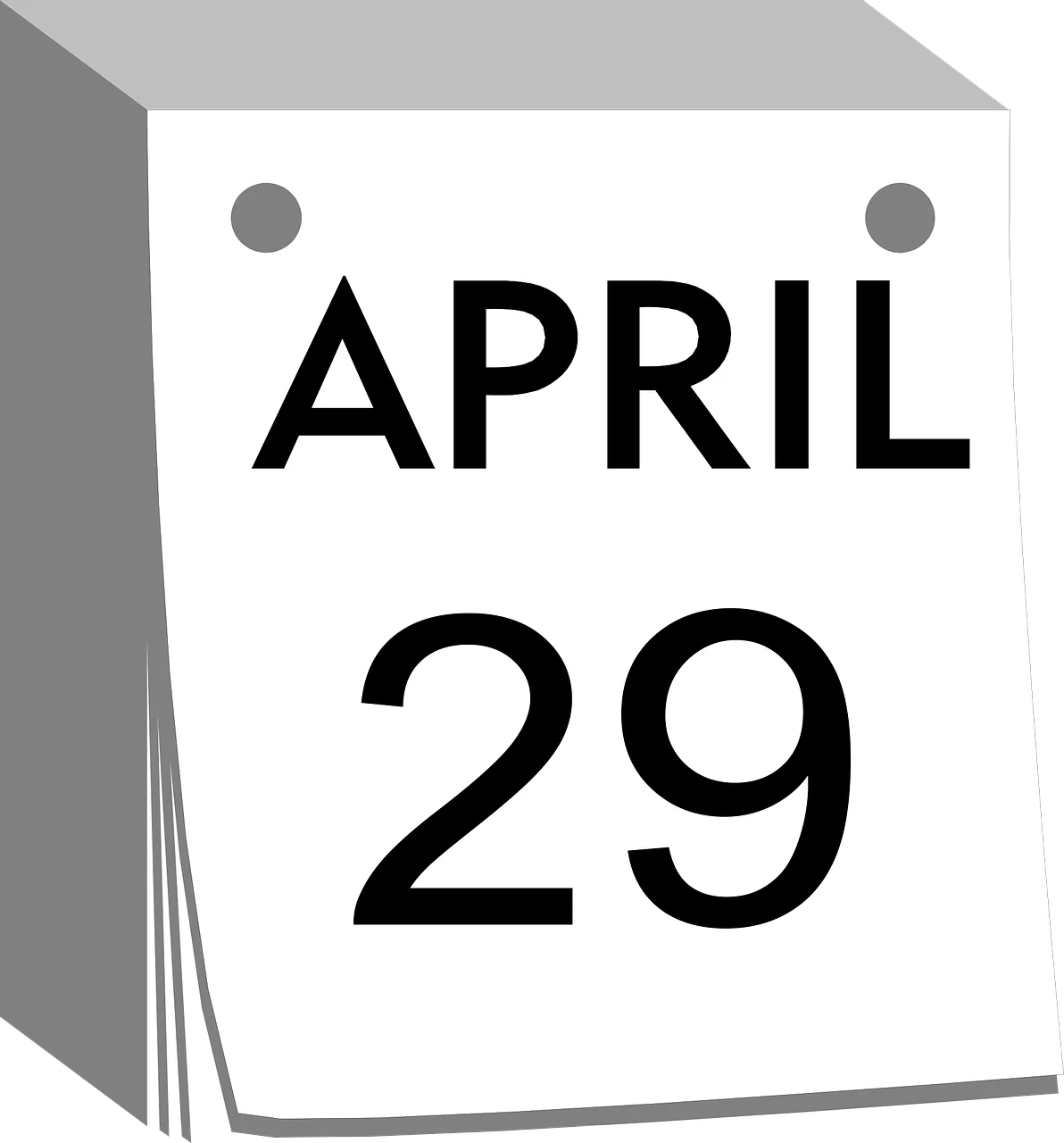 Simple April 29th Calendar Page Minimalist Design Clipart Graphic