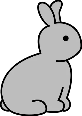 Simple Gray Rabbit Clipart: Minimalist Vector Illustration of a Cute Bunny