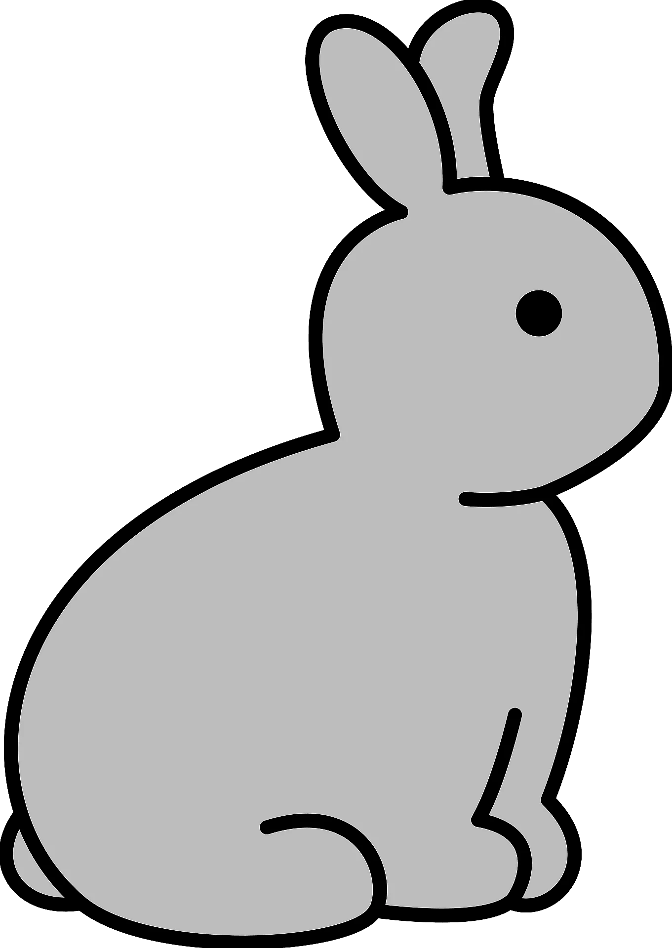 Simple Gray Rabbit Clipart: Minimalist Vector Illustration of a Cute Bunny