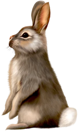 Soft-Furred Realistic Rabbit Clipart with Detailed Fur Texture and Posture