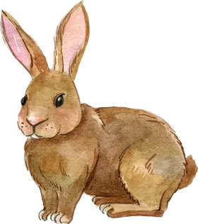 Soft Watercolor Bunny Clipart: Adorable Rabbit Illustration in Warm Earth Tones