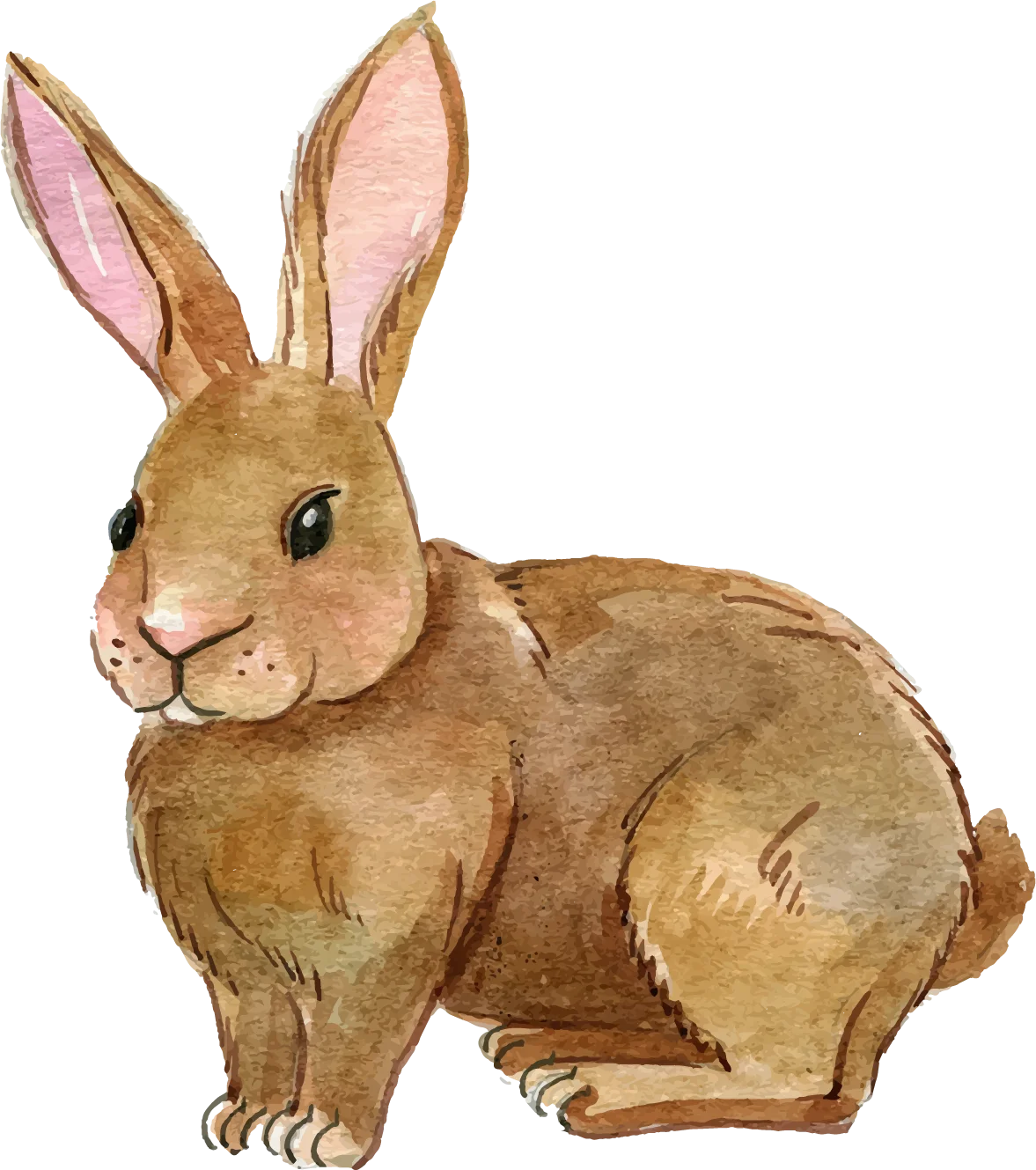 Soft Watercolor Bunny Clipart: Adorable Rabbit Illustration in Warm Earth Tones