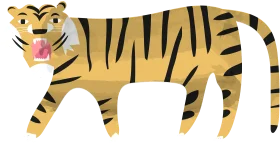 Stylized Cartoon Tiger Clipart with Playful Expression and Bold Stripes