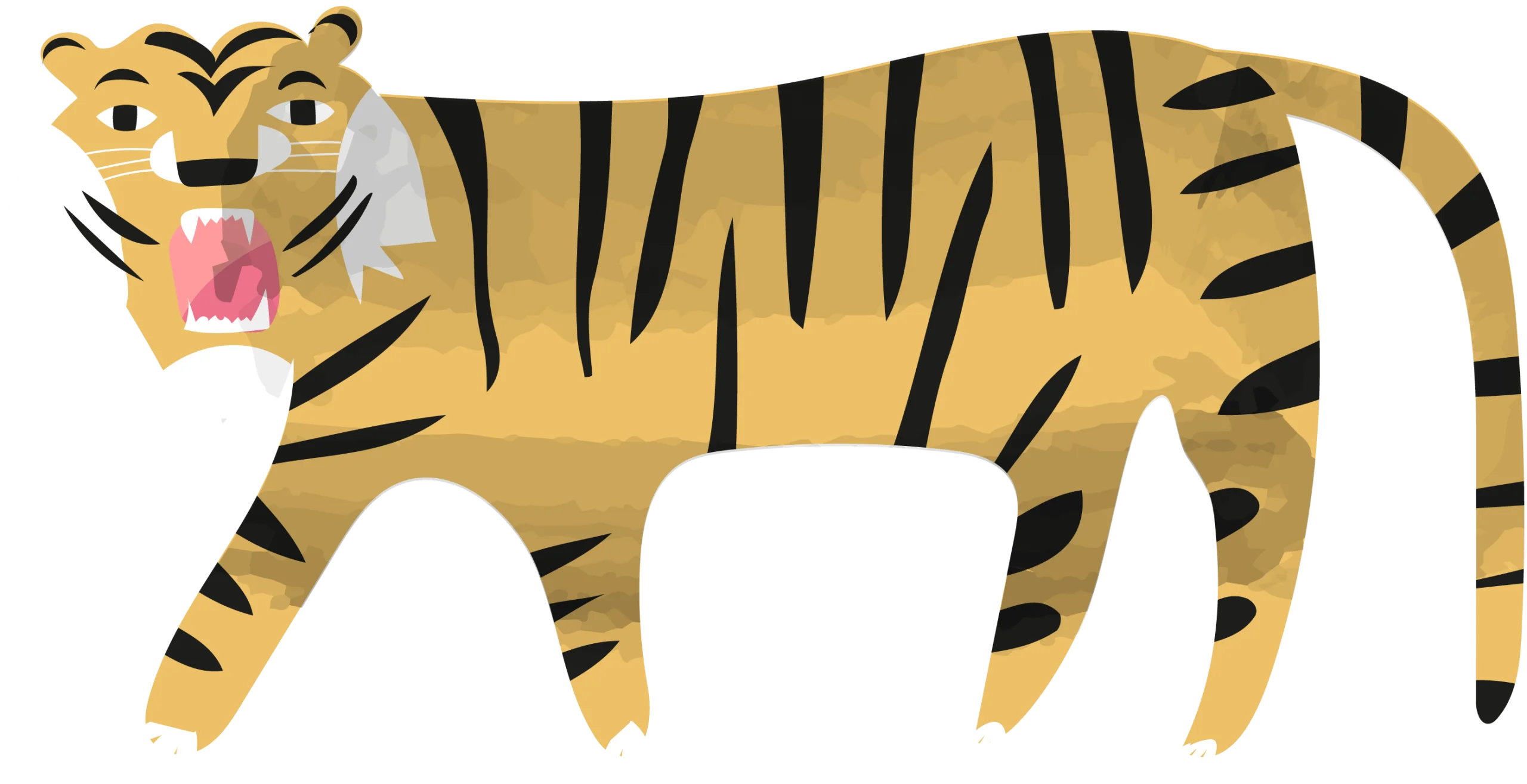 Stylized Cartoon Tiger Clipart with Playful Expression and Bold Stripes
