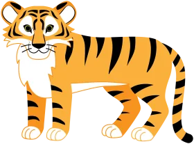 Stylized Orange and Black Striped Tiger Clipart Illustration for Kids