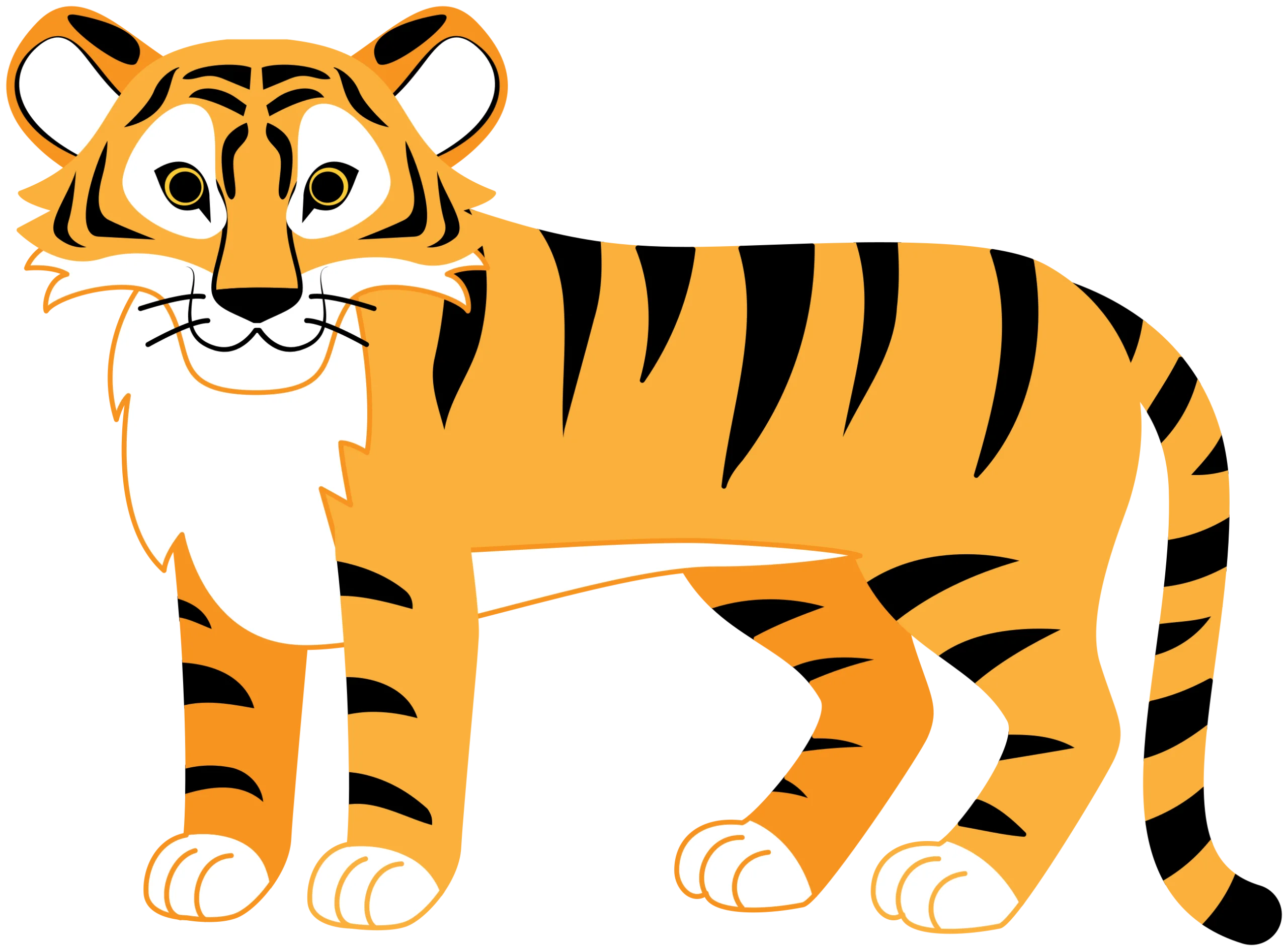 Stylized Orange and Black Striped Tiger Clipart Illustration for Kids