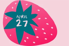 Whimsical April 27th Strawberry-Inspired Calendar Clipart Design