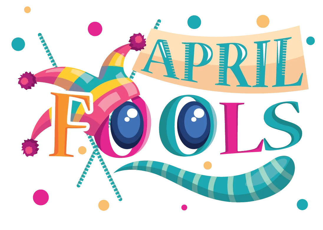 Whimsical April Fools' Day Clipart with Playful Typography and Jester Elements