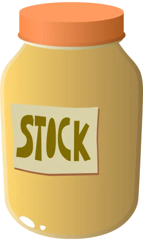 Whimsical Yellow Stick Jar Clipart: A Playful Illustration of a Labeled Container