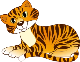 Adorable Cartoon Tiger Clipart - Cute Striped Feline Character Design