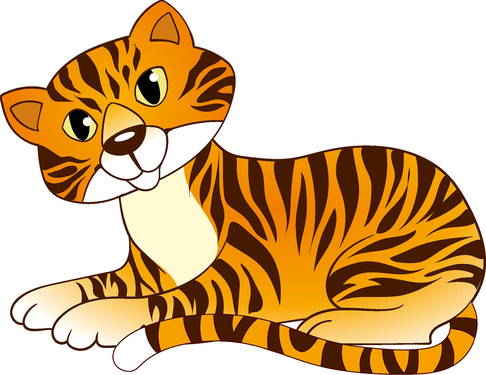 Adorable Cartoon Tiger Clipart - Cute Striped Feline Character Design