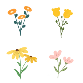 Charming Spring Flower Clipart Collection with Soft Pastel Watercolor Blossoms