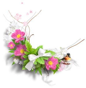 Elegant Spring Floral Arrangement Clipart with Soft Pink and White Blossoms