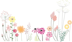 Whimsical Spring Garden Blooming Wildflowers Watercolor Clipart Illustration