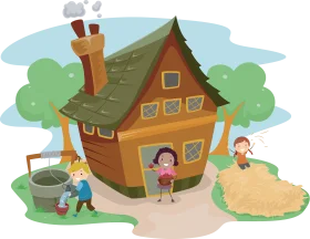 Charming Countryside Cottage Garden Clipart with Playful Scenes