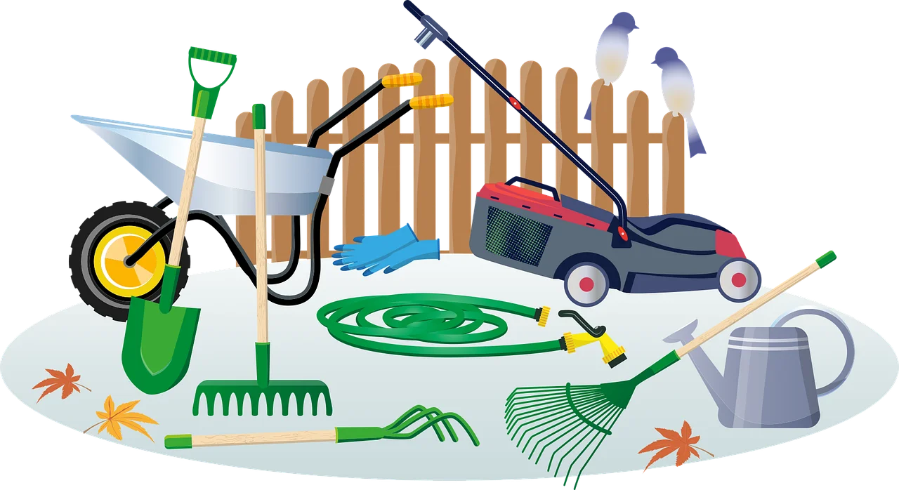 Comprehensive Garden Tools and Equipment Illustration Clipart Collection