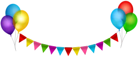 Festive Celebration Clipart with Colorful Balloons and Decorative Triangle Pennant Banners