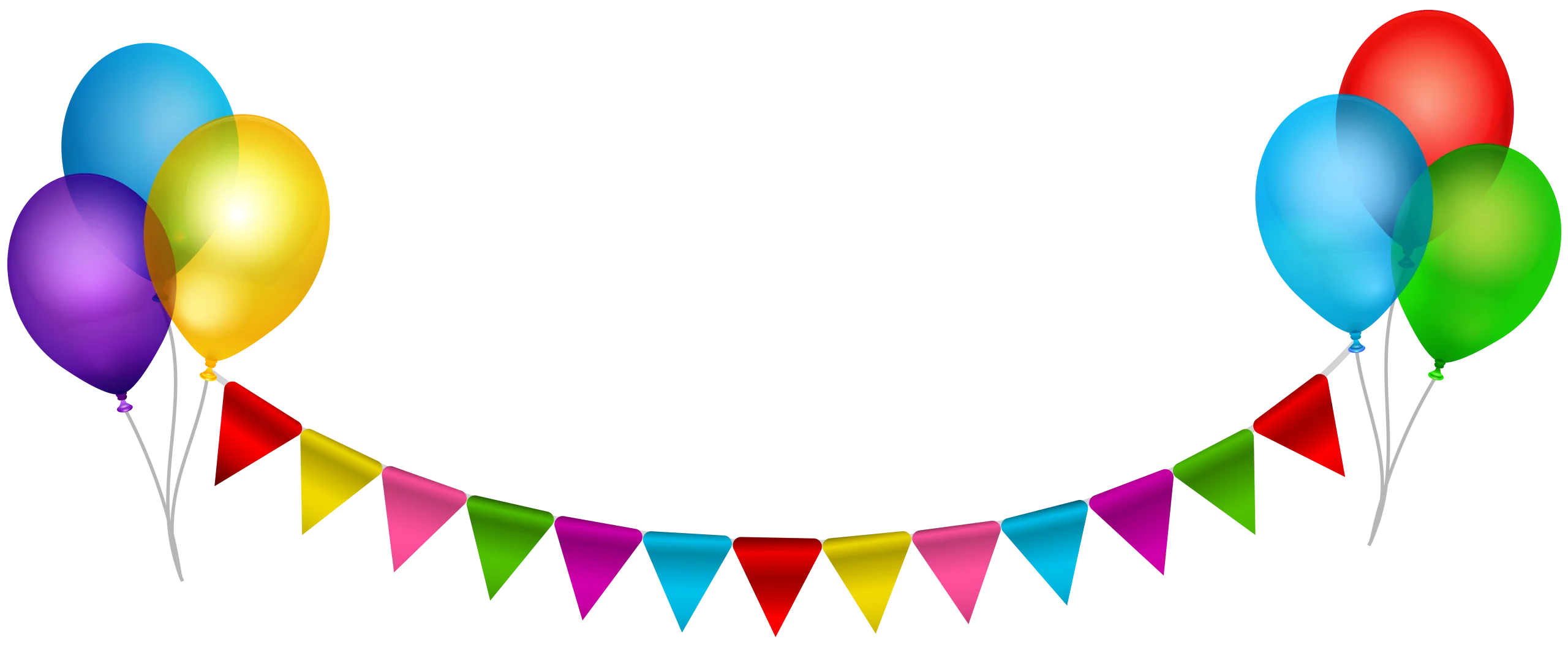 Festive Celebration Clipart with Colorful Balloons and Decorative Triangle Pennant Banners