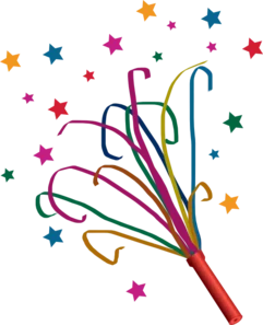 Festive Party Celebration Burst Clipart with Colorful Streamers and Stars