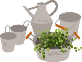 Rustic Garden Essentials Clipart: Nurturing Green Spaces with Ceramic Tools