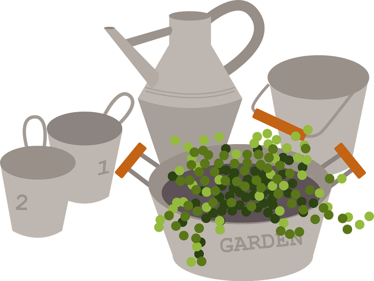 Rustic Garden Essentials Clipart: Nurturing Green Spaces with Ceramic Tools