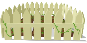 Rustic Wooden Garden Fence Clipart with Soft Pastel Sage Green Tones