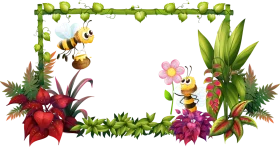 Whimsical Garden Explorers Clipart: Playful Bees and Blooming Floral Wonderland
