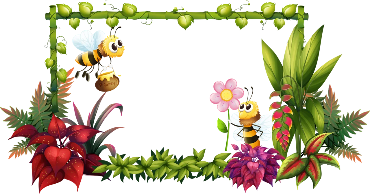 Whimsical Garden Explorers Clipart: Playful Bees and Blooming Floral Wonderland