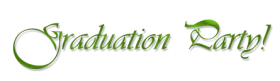 Elegant Green Calligraphic Graduation Party Clipart Design with Swirling Script