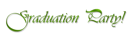 Elegant Green Calligraphic Graduation Party Clipart Design with Swirling Script