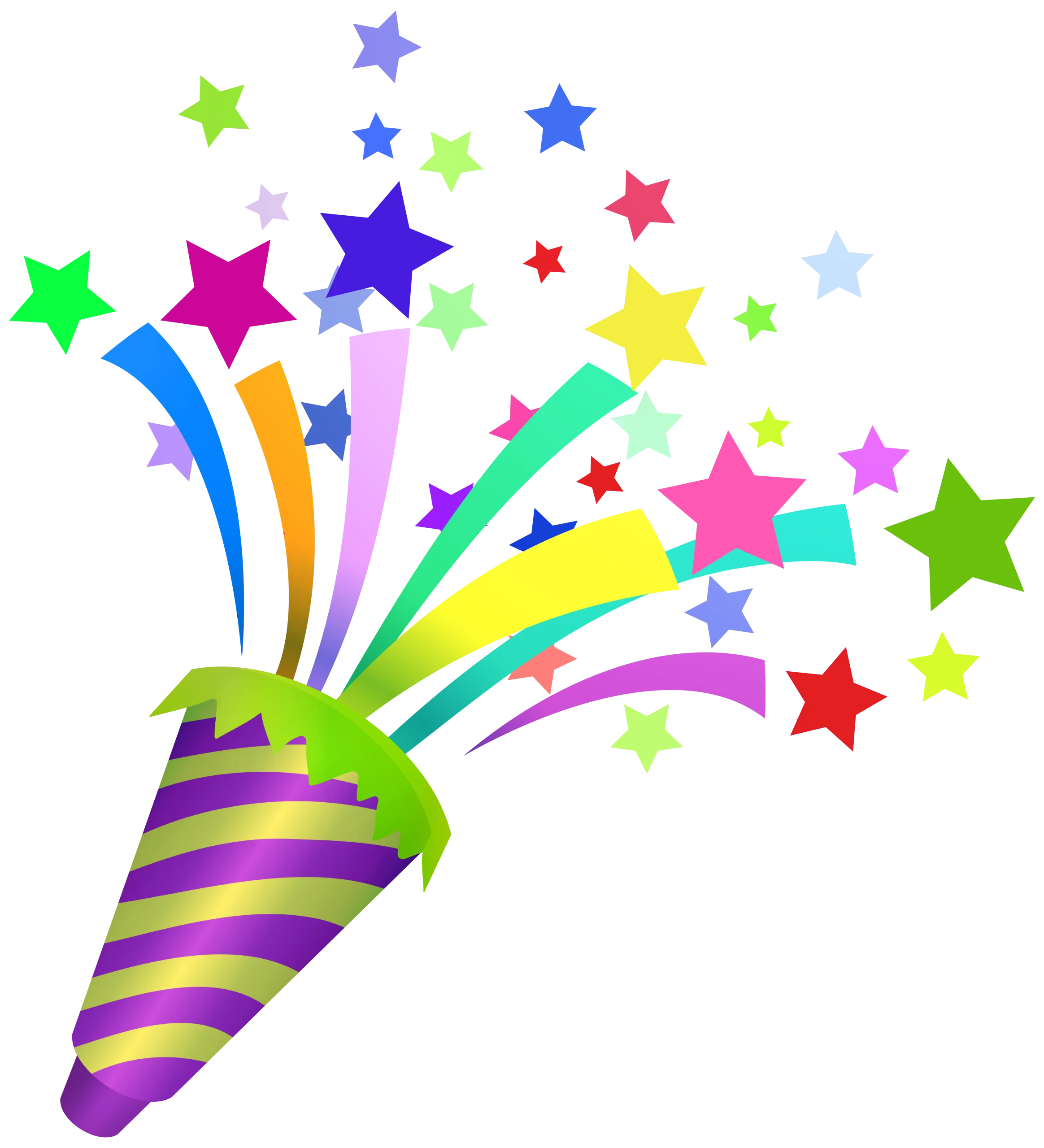 Festive Party Explosion Celebration Clipart with Colorful Bursting Stars