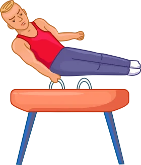 Artistic Gymnastics Pommel Horse Performance Clipart Illustration