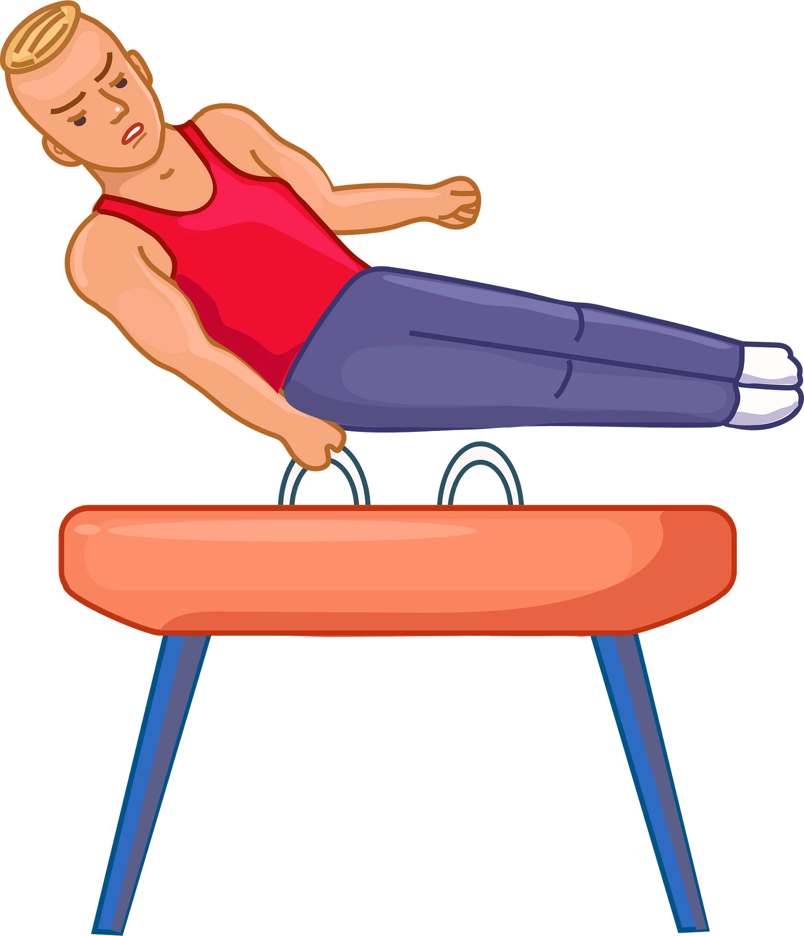 Artistic Gymnastics Pommel Horse Performance Clipart Illustration