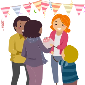 Cheerful Friends Gathering at a Festive Party Celebration Clipart Scene