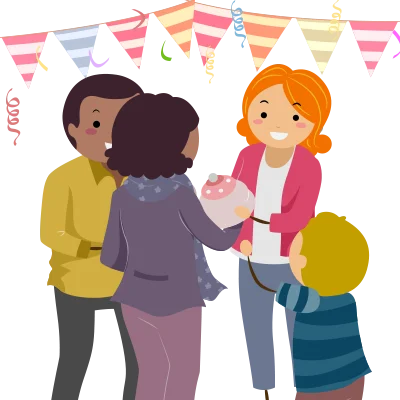 Cheerful Friends Gathering at a Festive Party Celebration Clipart Scene