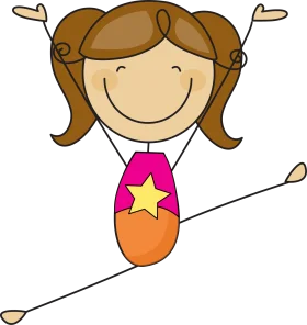 Cheerful Little Gymnast Clipart Illustration - Stick Figure Dynamic Pose