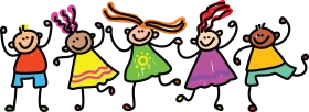 Cheerful Stick Figure Children Dancing in Playful Party Clipart Celebration