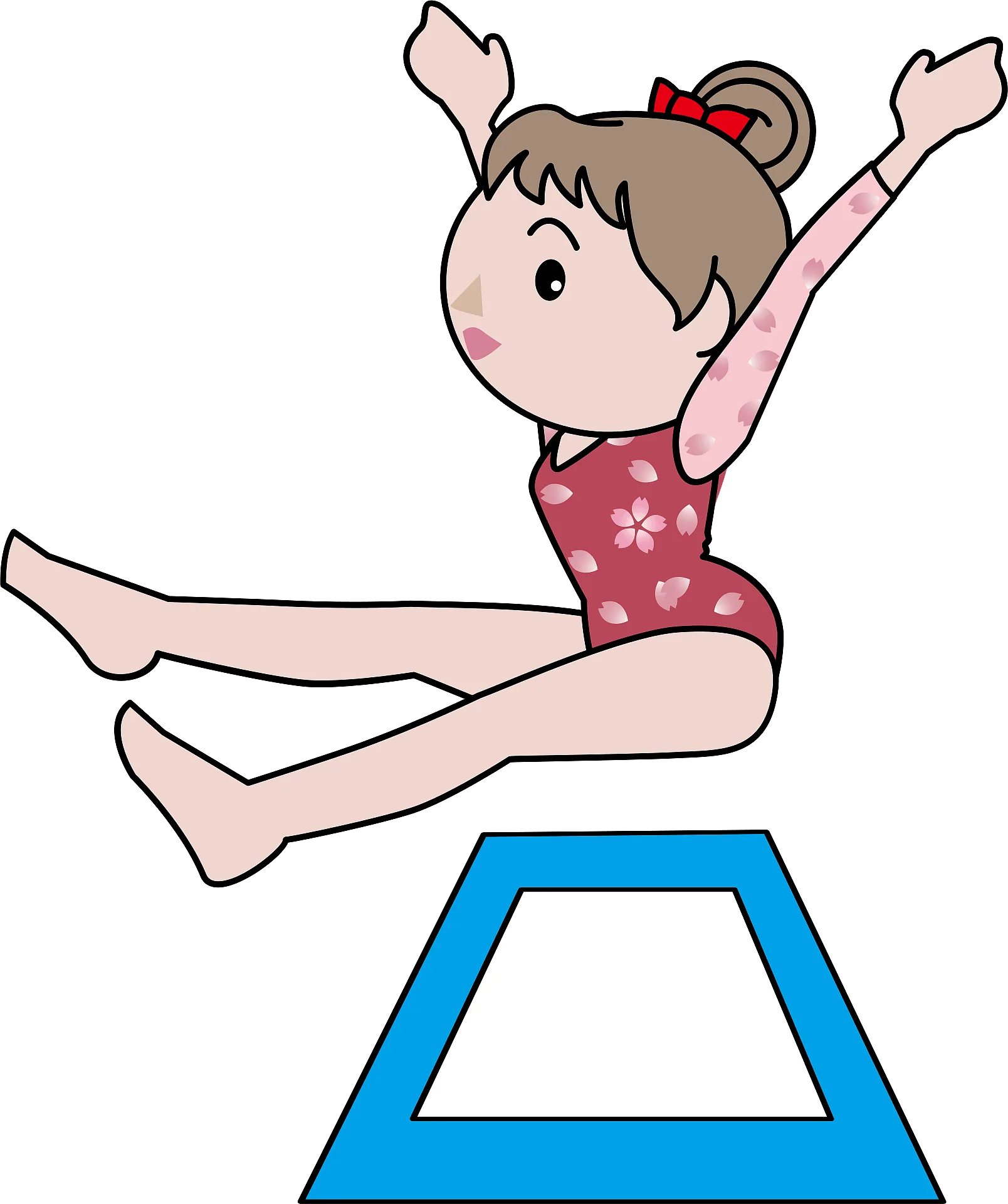 Cheerful Young Gymnast Performing Dynamic Balance on Padded Gymnastics Clipart