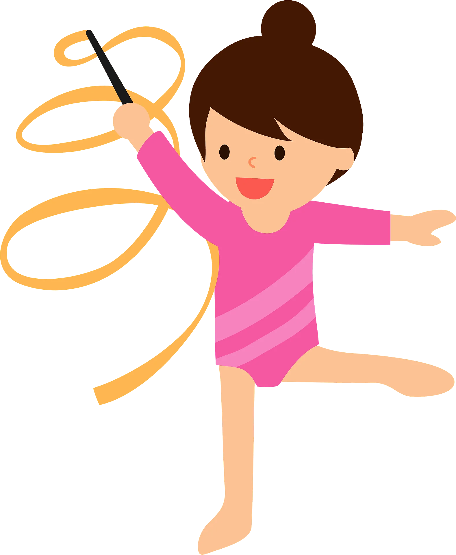 Cheerful Young Gymnast Performing Rhythmic Gymnastics Ribbon Dance Clipart