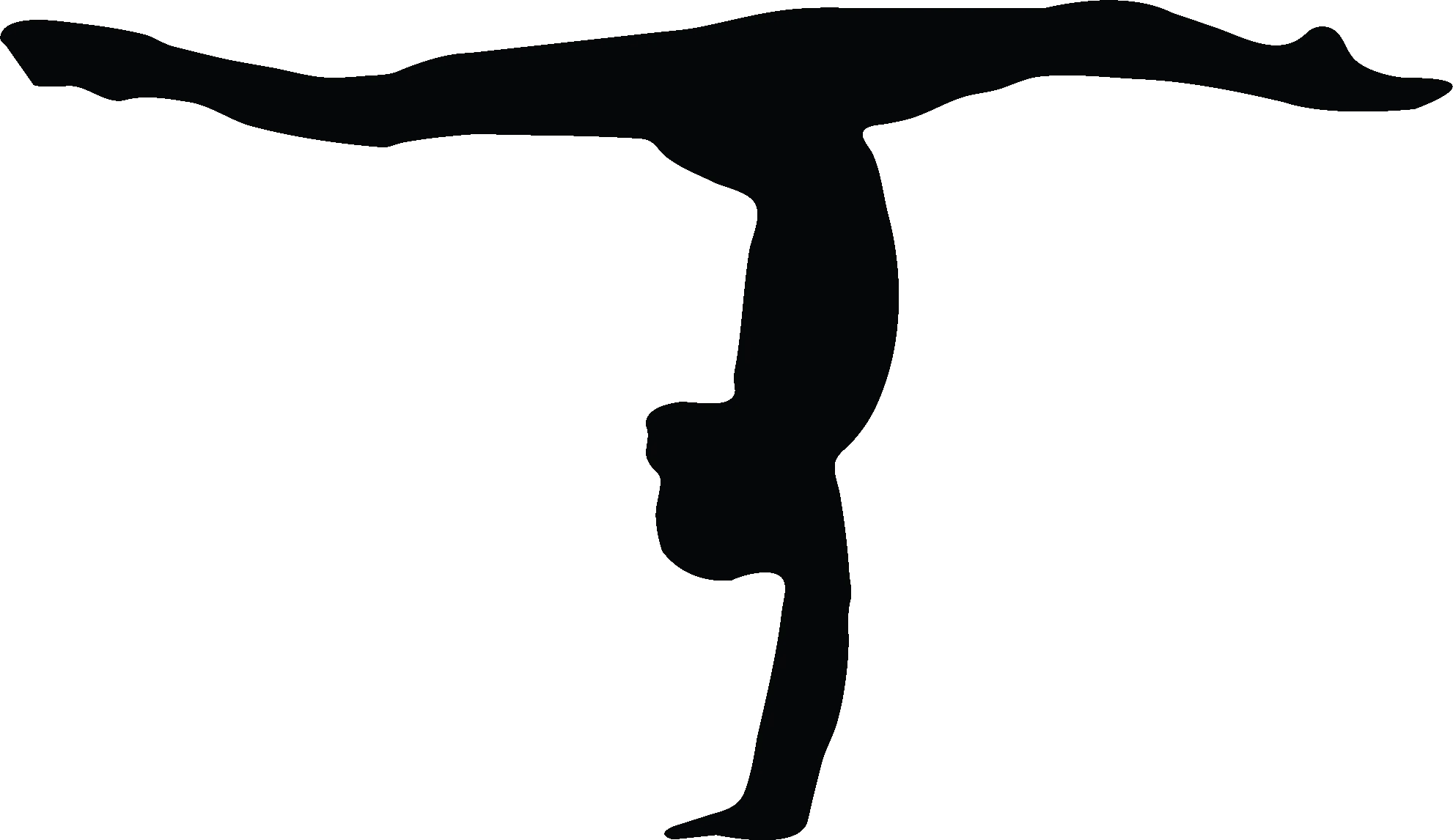 Dynamic Black Silhouette of Gymnast Performing Artistic Balance Clipart