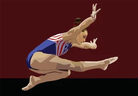 Dynamic Gymnastics Clipart: Graceful Leap of Athletic Precision and Strength