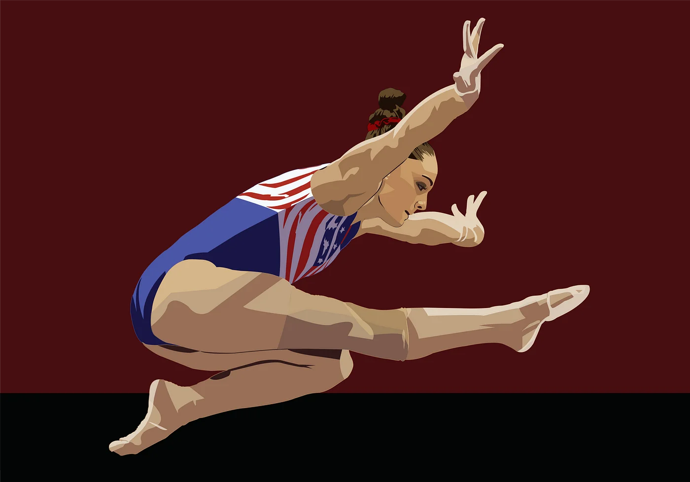 Dynamic Gymnastics Clipart: Graceful Leap of Athletic Precision and Strength